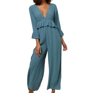O’Neill Blue Bryan Ruffle Hem Jumpsuit